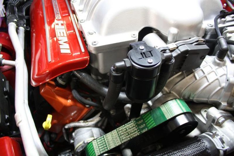 J&L 15-24 Dodge Hellcat/Demon 6.2L Hemi Passenger Side Oil Separator 3.0 - Black Anodized