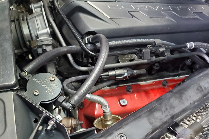 J&L 20-24 Chevrolet Corvette 6.2L LT2 Targa Top Passenger Side Oil Separator 3.0 - Black Anodize