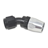 Russell Performance -6 AN Black/Silver 45 Degree Full Flow Hose End