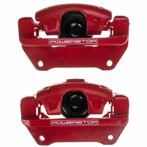 Power Stop 07-18 Jeep Wrangler JK Front Red Caliper Pair w/Bracket