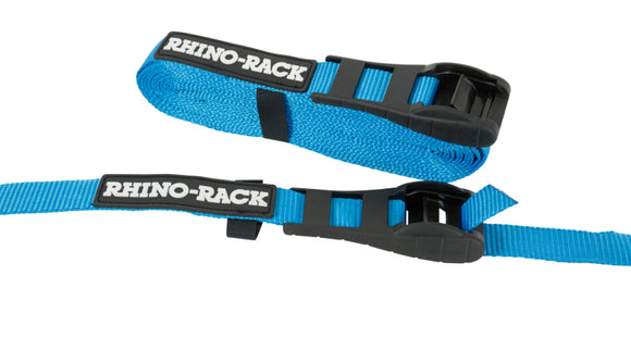 Rhino-Rack Rapid Tie Down Straps w/Buckle Protector - 5.5m/18ft - Pair - Blue