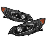 xTune 09-14 Acura TSX Projector Headlights - Light Bar DRL - Black (PRO-JH-ATSX09-LB-BK)