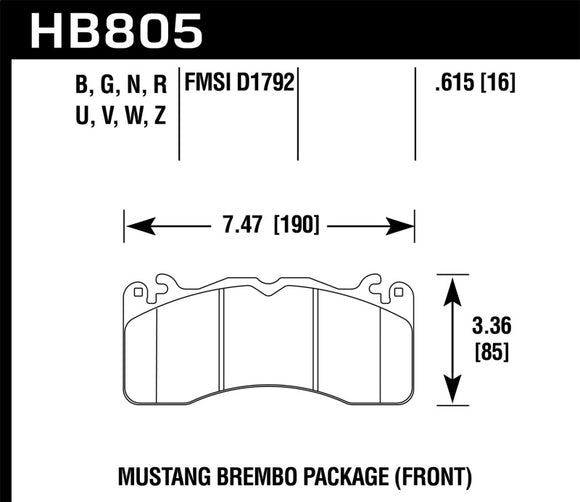 Hawk 15-17 Ford Mustang Brembo Package HPS 5.0 Front Brake Pads