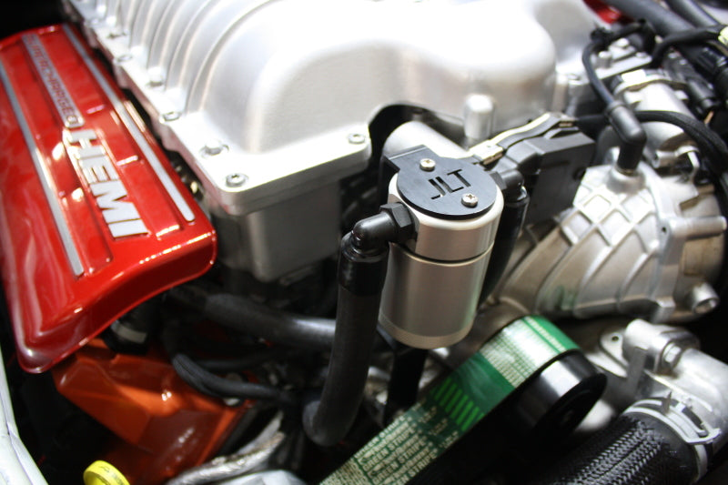 J&amp;L 15-24 Dodge Hellcat/Demon 6.2L Hemi Passenger Side Oil Separator 3.0 - Clear Anodized