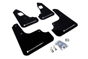 Rally Armor 08-17 Mitsubishi EVO X Black UR Mud Flap w/ White Logo