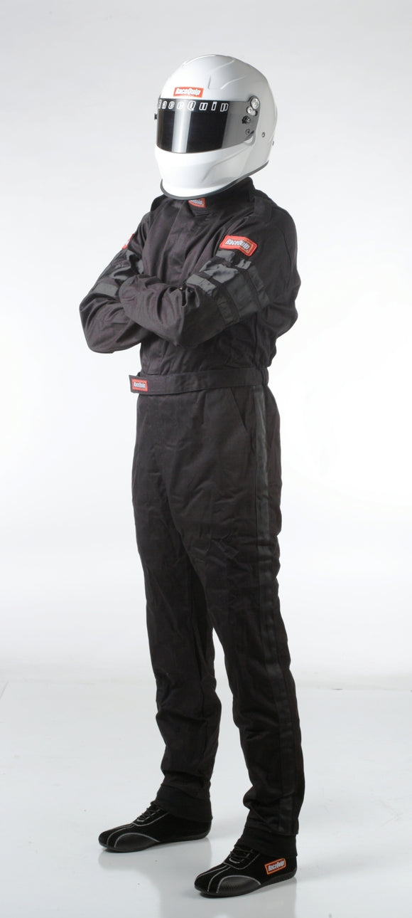 RaceQuip Black SFI-1 1-L Suit - Medium Tall