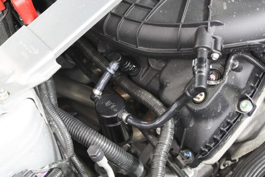 J&L 11-17 Ford Mustang V6 Passenger Side Oil Separator 3.0 - Black Anodized