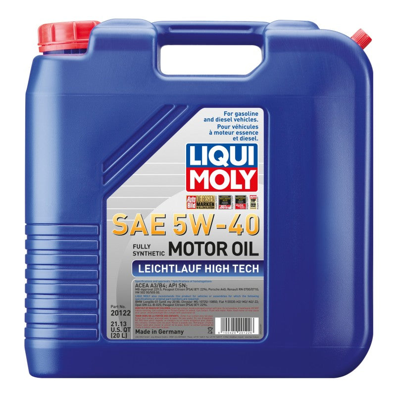 LIQUI MOLY 20L Leichtlauf (Low Friction) High Tech Motor Oil SAE 5W40 ...