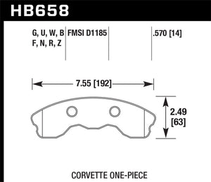 Hawk 06-10 Chevy Corvette (Improved Pad Design) Front HP+ Sreet Brake Pads