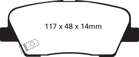 EBC 11+ Hyundai Equus 4.6 Redstuff Rear Brake Pads