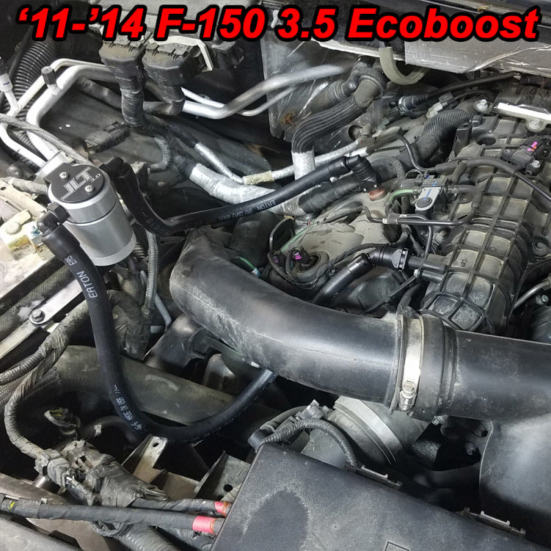 J&amp;L 2011-2024 Ford F-150 2.7L/3.5L/5.0L Passenger Side Oil Separator 3.0 - Clear Anodized