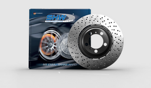 SHW 2020+ BMW X3 M 3.0L Left Rear Cross-Drilled Lightweight Brake Rotor (34118054827)