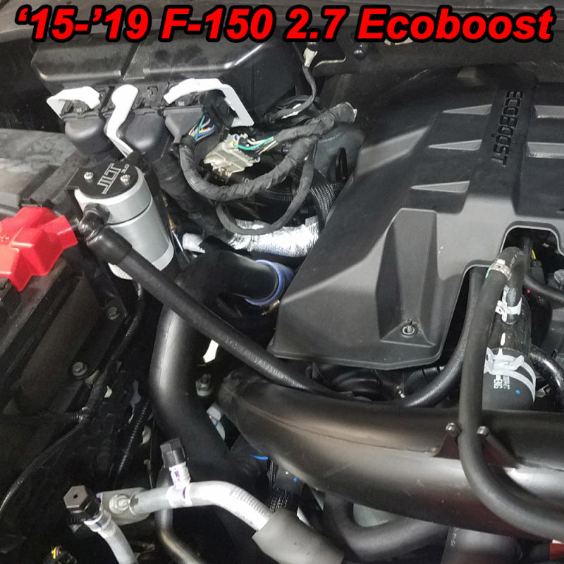 J&amp;L 2011-2024 Ford F-150 2.7L/3.5L/5.0L Passenger Side Oil Separator 3.0 - Clear Anodized