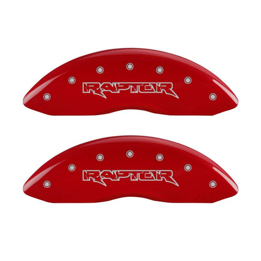 MGP 4 Caliper Covers Engraved Front & Rear Raptor Red finish silver ch