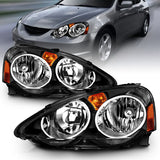 ANZO 2002-2004 Acura Rsx Crystal Headlights Black