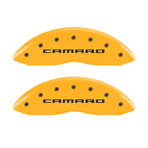 MGP 4 Caliper Covers Engraved Front & Rear Gen 5/Camaro Yellow finish black ch