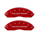 MGP 4 Caliper Covers Engraved Front Mustang Engraved Rear Pony Red finish silver ch