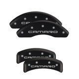 MGP 4 Caliper Covers Engraved Front & Rear With stripes/Challenger Black finish silver ch