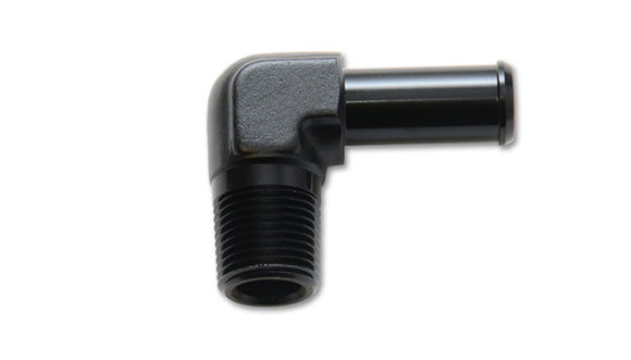 Vibrant 3/8 NPT to 1/2in Barb Straight Fitting 90 Deg Adapter - Aluminum