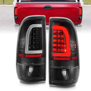 ANZO 1997-2003 Ford F-150 LED Tail Lights w/ Light Bar Black Housing Clear Lens