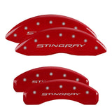 MGP 4 Caliper Covers Engraved Front & Rear Stingray Red finish silver ch