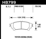 Hawk 14-16 Toyota Highlander Performance Ceramic Street Rear Brake Pads