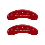 MGP 4 Caliper Covers Engraved Front & Rear Stingray Red finish silver ch