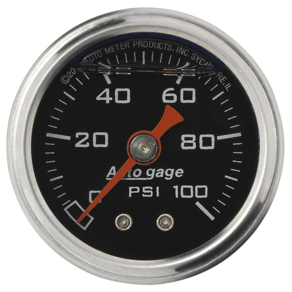 Autometer AutoGage 1.5in Liquid Filled Mechanical 0-100 PSI Fuel Pressure Gauge