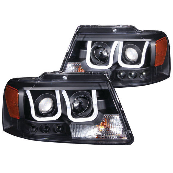 ANZO 2004-2008 Ford F-150 Projector Headlights w/ U-Bar Black