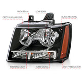 ANZO 2007-2014 Chevrolet Tahoe/Suburban Crystal Headlights Black