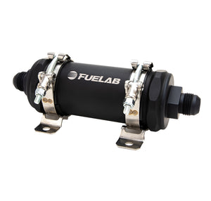 Fuelab PRO Series In-Line Fuel Filter (10gpm) -12AN In/-12AN Out 100 Micron Stainless - Matte Black